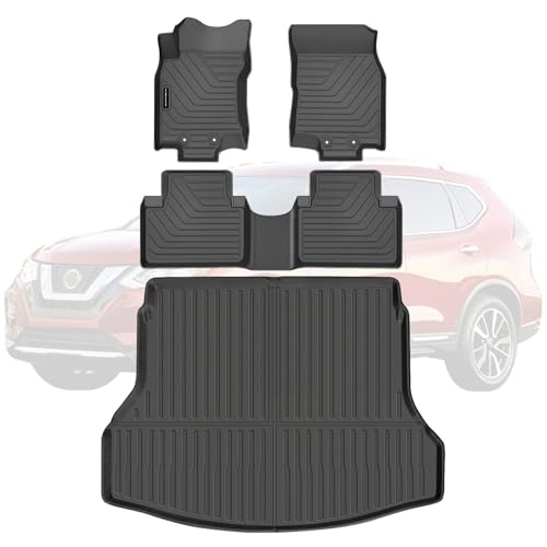 All-Weather TPE Floor Mats & Cargo Liner Set for 2014 2015 2016 2017 2018 2019 2020 Nissan Rogue (Not Fit Sport) Custom Fit Nissan Rogue Car Mats Cargo Mat Trunk Mat Accessories - size: 2014-20|For Nissan Rogue|1st&2nd