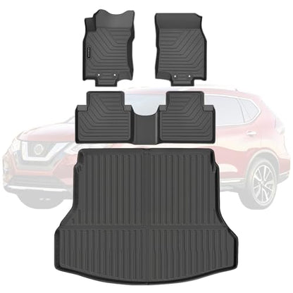 All-Weather TPE Floor Mats & Cargo Liner Set for 2014 2015 2016 2017 2018 2019 2020 Nissan Rogue (Not Fit Sport) Custom Fit Nissan Rogue Car Mats Cargo Mat Trunk Mat Accessories - size: 2014-20|For Nissan Rogue|1st&2nd