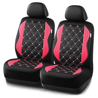 Road Comforts Seat Covers, Premium Leather Car Seat Covers Front Seat for Women Girls,Airbag Compatible, Automotive Seat Covers Universal Fit Most Cars,Vans,Truck,SUV - color: Hot Pink Front