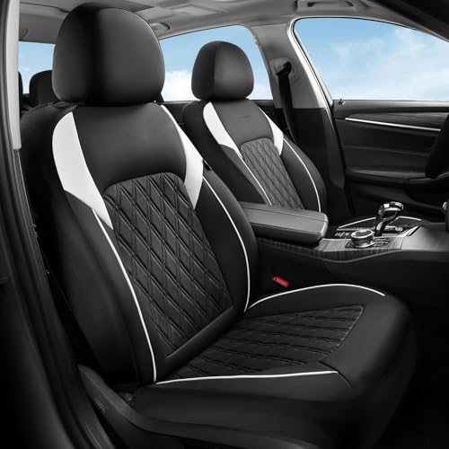 Coverado Car Seat Cover, Car Seat Covers Front Seats, Waterproof Car Seat Covers, Car Seat Cushion, Front Seat Covers Faux Leather Driver Car Seat Protector Fit for Most Cars Trucks SUV, Black&White - color: Black&White, size: Front