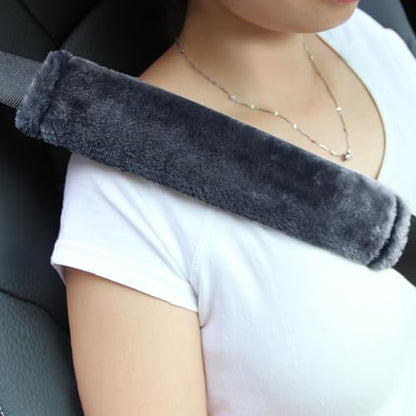 Soft Faux Fur Universal Fit Seatbelt Cover Car Truck SUV Airplane Seat Belt Shoulder Pad for Carmera Backpack Straps Neck Cushion Protector 2 Pack 10.5in Dark Blue Grey