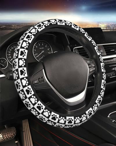 Steering Wheel Cover Accessories Neoprene Cover, Breathable Non-Slip Easy to Install Suitable for Women Men, 14.5-15.5 Inch for Car SUV Van Truck Universal - Grid Claw Print - color: Grid Claw Print