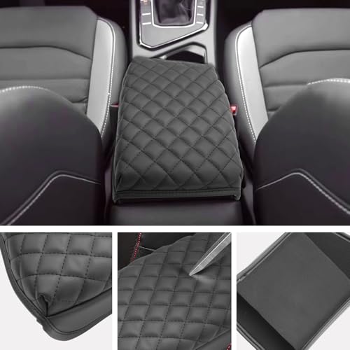 SXCY for 2024 2025 2026 VW Taos Armrest Cover for Volkswagen Taos 2024 2025 2026 Accessories 2022 2023 2024 2025 2026 Taos Center Console Cover 2024-2026 Taos Middle Console Cover (Black Leather Pad) - color: 2022-2025 2026 Taos (Add Pad)