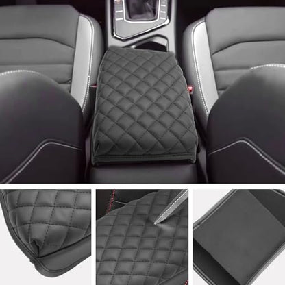 SXCY for 2024 2025 2026 VW Taos Armrest Cover for Volkswagen Taos 2024 2025 2026 Accessories 2022 2023 2024 2025 2026 Taos Center Console Cover 2024-2026 Taos Middle Console Cover (Black Leather Pad) - color: 2022-2025 2026 Taos (Add Pad)