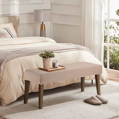 Fuloon Stretch Jacquard Dining Bench Cover - Anti-Dust Removable Bench Slipcover Washable Seat Cushion Protector for Bedroom, Kitchen, Hotel, Banquet (Khaki) - color: Khaki