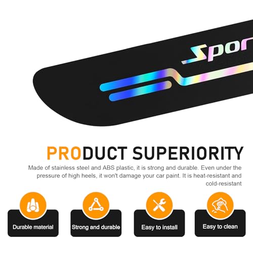 5 PCS Car Door Sill Protector, Anti-Scratch Rear Trunk Bumper Strip, Laser Car Door Edge Guards, Waterproof Threshold Trim Stickers, Universal for Cars Trucks SUVs (Black)