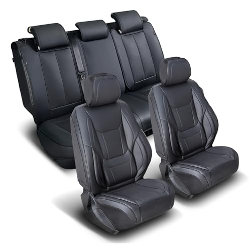 Coverland Custom Fit Car Seat Covers for Car Compatible with [Camry, Accord, Taurus, Malibu, Altima, Impala] Premium Waterproof Non-Slip Interior Seat Protector [Full Set Black- Size Chart X53] - color: Full Set - Black, size: X53 (See Vehicle Size Chart)