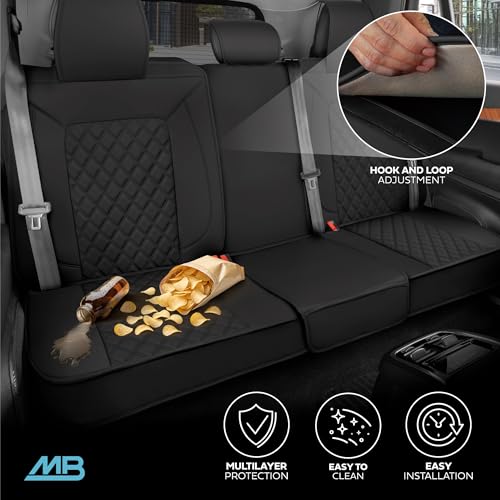 MotorBox Prestige Edition Napa Leather Seat Covers Full Set – Black Car Seat Covers Front Seats and Back Car Seat Protector, Waterproof and Universal Fit for Most Small to Medium Autos, Trucks & SUVs - color: Black Full Set
