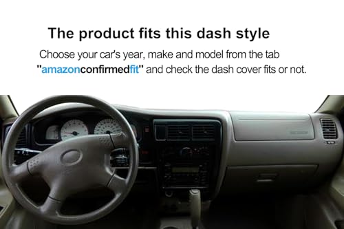 Dash Cover Mat Custom Fit for Toyota Tacoma 1998 1999 2000 2001 2002 2003 2004, Dashboard Cover Pad Carpet Protector (Black) F83 - color: 98-04 Black