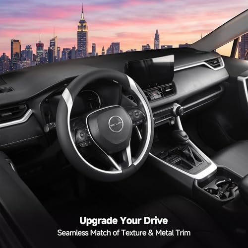 Customized Auto Car Steering Wheel Cover for Toyota RAV4 LE XLE Limited Hybrid 1996-2025 2026, Black+Silver - color: B-Black+Silver