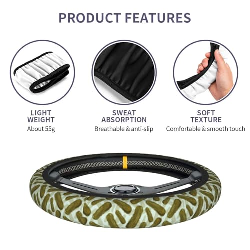 Pickles Steering Wheel Covers Non Slip Neoprene Steering Wheel Protector Cover Universal 15 Inch for Men Women Car Truck - color: Pickles