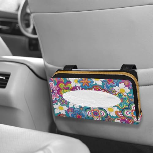 Cartoon Hippie Flower Car Visor Napkin Holder Mask Holder Car Sun Visor Napkin Holder Car Standard Tissue Holder - color: Cartoon Hippie Flower