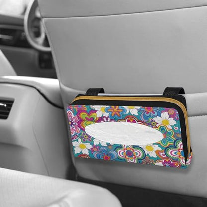 Cartoon Hippie Flower Car Visor Napkin Holder Mask Holder Car Sun Visor Napkin Holder Car Standard Tissue Holder - color: Cartoon Hippie Flower