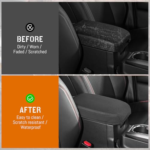 Center Console Cover fit for Toyota Tacoma 2016 2017 2018 2019 2020 2021 2022 2023,Soft Microfiber Leather Middle Console Armrest Cover,Arm Rest Box Lid Cushion Protector,Easy Clean,Black - color: Smooth Plain - Black