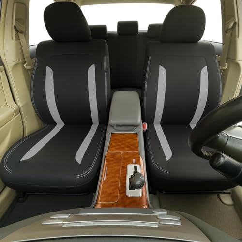 Car Seat Covers, Full Set Breathable Vehicle Seat Protectors with Mesh Construction and Foam Padding, Comfort Automotive Interior Chair Cover, Universal for SUV RV Truck (Grey)