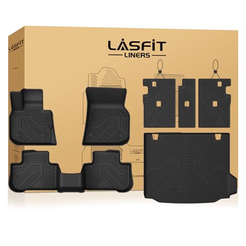 LASFIT Full Set Floor Mats for 2018-2024 BMW X3 30i M M40i M Competition Custom Fit TPE All Weather 1st & 2nd Row & Seat Back Mat & Cargo Mat Car Mats and Trunk Liners Accessories - size: 2) X3 2018-2024 | Full Set with Backrest Mats