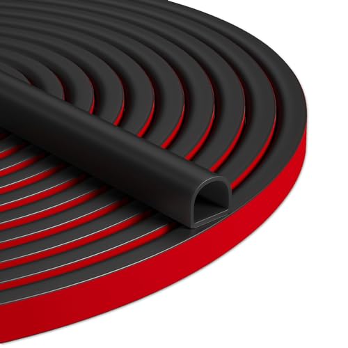 40FT Weather Stripping Door Seal, Self-Adhesive Silicone D-Shaped Seal Strip for Door Frame & Window Gaps, Soundproof Insulation Gap Filler - color: Black, size: L (9/16"W × 15/32"T) 40FT