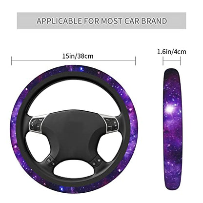 Galaxy Purple Steering Wheel Cover for Women Men, Universal 15 Inches Neoprene Anti-Slip Cute Space Car Steering Wheel Grip Wrap Car Accessories Protective Case Cover for Vehicle Truck SUV… - color: Galaxy Purple