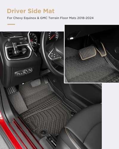 for Chevy Equinox Floor Mats 2024 2023 2022 2021 2020 2019 2018, for GMC Terrain Floor Mats 2018-2024, for Equinox All Weather Mats Cargo Liners Trunk Carpet Rubber Car Accessories