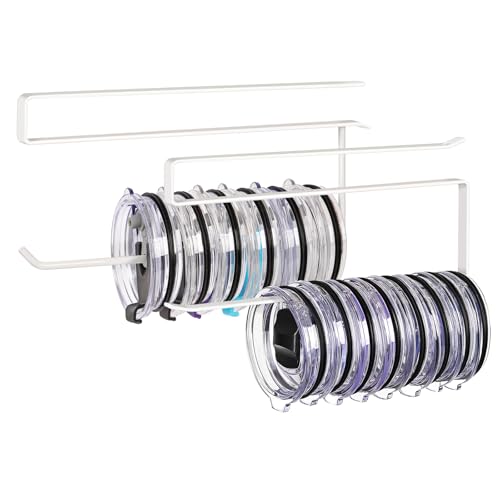 2 Pack Tumbler Lid Organizer, Horizontal Tumbler Lid Storage Hook Up to 20 Lids, Space Saving Cup Lid Holder Under Cabinet Tumbler Lid Hook for Kitchen Organizer, Paper Towel Hanger(Round&Flat, White) - color: White, size: 2 Pack(Round&Flat)