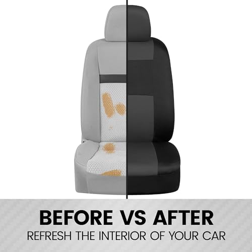 BDK PolyPro 2-Pack Front Car Seat Covers Set in Charcoal/Black - Front Seat Covers for Cars Trucks Vans SUVs Sedans, Easy to Install Front Car Seat Cover Protection, Universal Fit Car Accessories - color: 2 Fronts Only-Charcoal Gray