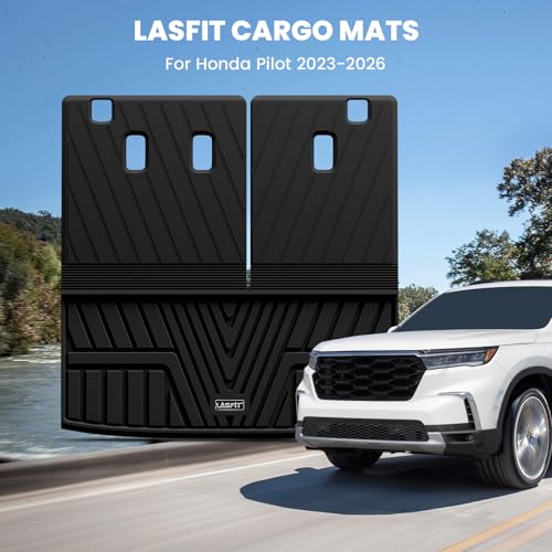 LASFIT Cargo Mat with Backrest Mat for Honda Pilot 2023 2024 2025 2026, Split & One-piece Foldable Seating TPE Custom Fit Trunk Mat Cargo Liner with Seatback Mat Accessories, Black - style: 3）For Honda Pilot | 2023-2026 | Trunk Mat