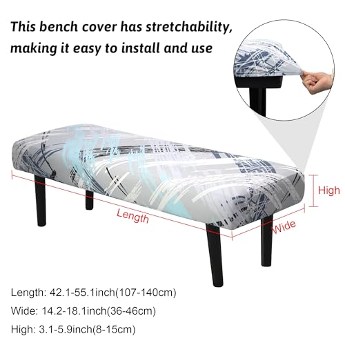 Stretch Bench Cover, Seat Cushion Protector, Washable Slipcover, Printed Rectangle Cover for Dining Room, Living Room, Kitchen - color: Concerto