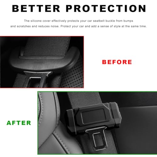 2 PCS Car Seat Belt Buckle Covers, Anti-Scratch Silicone Auto Seatbelt Clips Protector, Universal Seat Belt Buckle Protective Sleeve for SUVs Vans Trucks, Car Accessories (Black) - color: Black