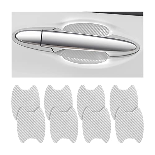 8PCS Car Door Handle Sticker, Carbon Fiber Anti-Scratches Car Door Cup Protector, Non-Marking Auto Door Handle Protective Film for All Cars (Silver/8 PCS) - color: Silver/8PCS