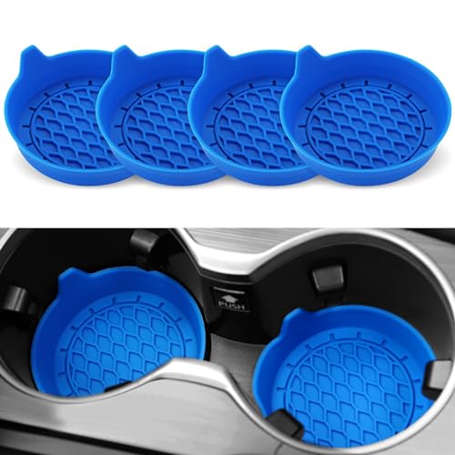 SINGARO Car Cup Holder Coaster, Silicone Cup Holder Insert, Universal Non-Slip Cup Holders, Car Accessories Interior for Women and Man 4 Pack Blue - color: Blue