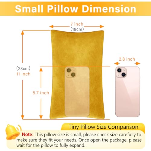 1 MIDDLE ONE 2 Pack Small Pillow, Memory Foam Mini Pillow 11 X 7 Inches for Travel, Sleeping, Nap and Neck, Knee, Lumbar Support, Tiny Cushion for Pet, Dogs (Golden Yellow) - color: Golden Yellow, size: 11x7 inch