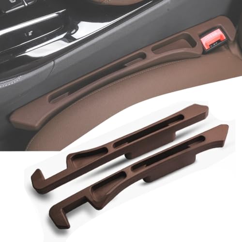 Saddle Brown Luxury Car Seat Gap Filler Organizer — 2Pcs Premium Side Seat Gap Filler with Storage Slot,Espresso Brown Interior Decor for Tan & Beige Seats,Professional Crevice Blocker for SUV & Truck - color: Brown