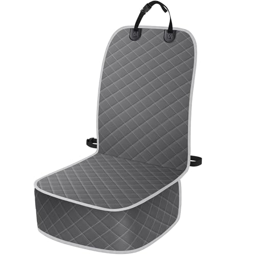 ELONGRIVER Dog Car Seat Covers, Waterproof Front Seat Cover for Dogs, Scratch-Proof, Nonslip Pet Passenger Seat Cover Protector, Universal Fit for Cars Trucks SUVs (Grey, Large Size) - color: Grey, size: Large Size (1 Pack)