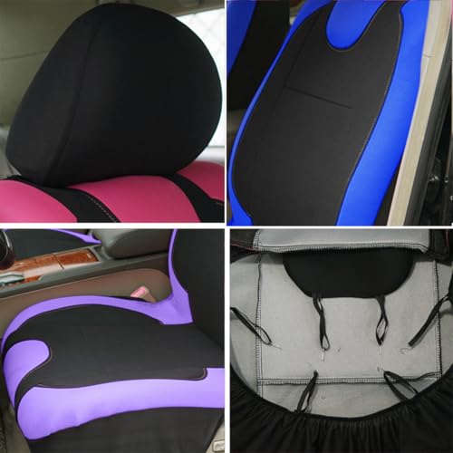 9PCS Car Seat Covers Full Set, Polyester Washable Vehicle 5-Seats Protectors with Headrest Cover, Comfortable Automobile Seat Interior Protection, Universal for Sedan Truck SUV (Purple)