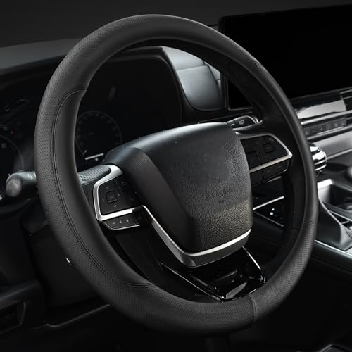 Customized Auto Car Steering Wheel Cover for Dodge Challenger Charger Durango Avenger Ram, for Dodge Accessories, 14.5-15 inch, Black - color: Black-2