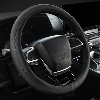 Customized Auto Car Steering Wheel Cover for Dodge Challenger Charger Durango Avenger Ram, for Dodge Accessories, 14.5-15 inch, Black - color: Black-2