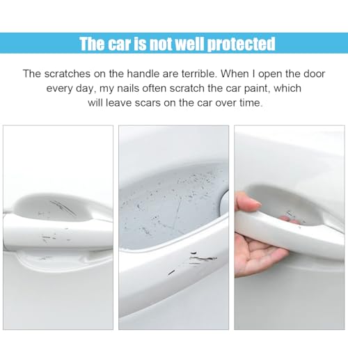 8PCS Car Door Handle Scratch Protectors, Carbon Fiber Car Door Handle Bowl Sticker, Universal Auto Doors Handles Paint Guard Cover, Doors Handles Cup Protective Film for Cars (Black)