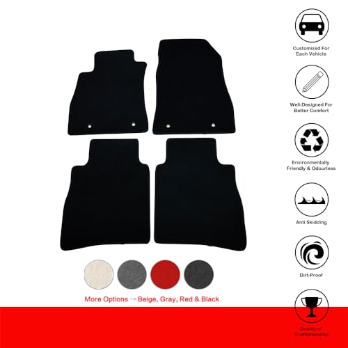 Floor Mats Compatible with 2013-2019 Nissan Sentra, Factory Fitment Floor Mats Carpet Front & Rear Black 4PC Nylon by IKON MOTORSPORTS, 2014 2015 2016 2017