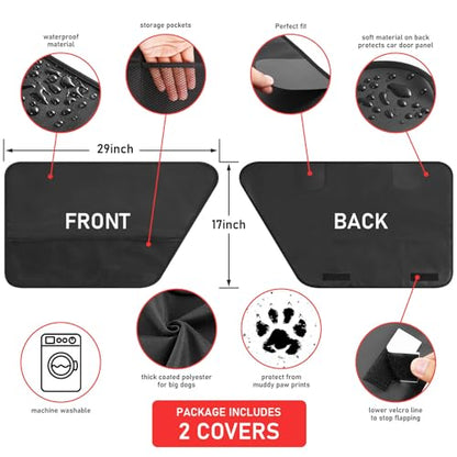 2PCS Car Door Protector for Dogs,Waterproof, Anti-Scratch, with Mesh Pockets for Snacks & Toys，Vehicle Door Protectors for Cars, Trucks, SUVs