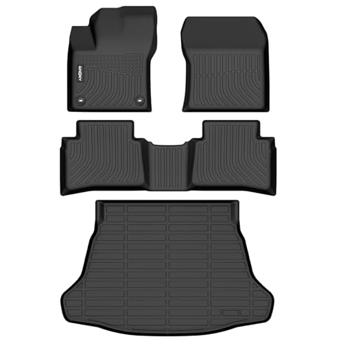 GINOWY-Floor Mats & Cargo Liner for Toyota Prius 2016-2022 (Not for Prius Prime & Prius V & Prius C), TPE All Weather Prius Floor Mats, Waterproof Non-Slip Trunk Mat Floor Liners Accessories Black - style: 48) for Toyota Prius 2016-2022 Full Set