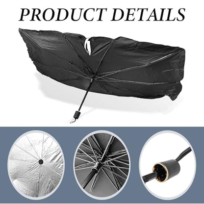 2026 Windshield Sun Shade Umbrella, Ultraviolet Protective Film and Heat Insulation Film, Emergency Rain Shield & Dashboard Protector, for Auto Windshield Covers Trucks Cars (59 in) - size: 150cm