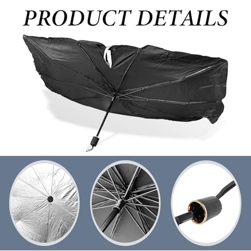 2026 Windshield Sun Shade Umbrella, Ultraviolet Protective Film and Heat Insulation Film, Emergency Rain Shield & Dashboard Protector, for Auto Windshield Covers Trucks Cars (55 in) - size: 140cm