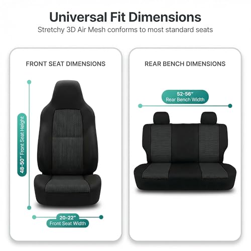 FH Group Car Seat Covers Classic Cloth Seat Covers Full Set with Gift – Universal Fit for Cars Trucks & SUVs (Black) FB102114 - color: Black, size: Full Set