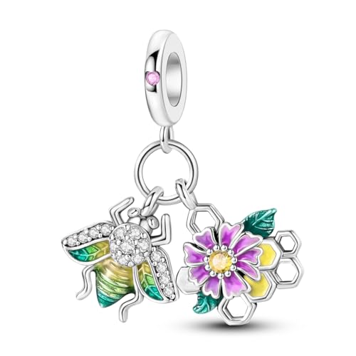 NARMO Charms for Bracelets 925 Sterling Silver Star Dangle Charms Car Keys Lipstick Dangle Charm Beads for Women Bracelets Necklace - color: Honeycomb