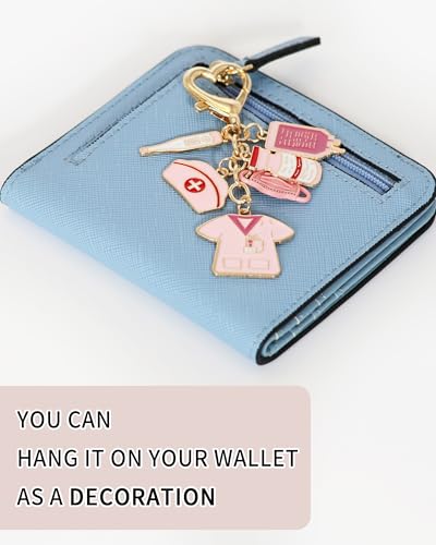 Key Chain Purse Charms - Bag Charms Keychain for Handbag, Car Keychain Wallet Accessories for Women - color: Nurse Pink