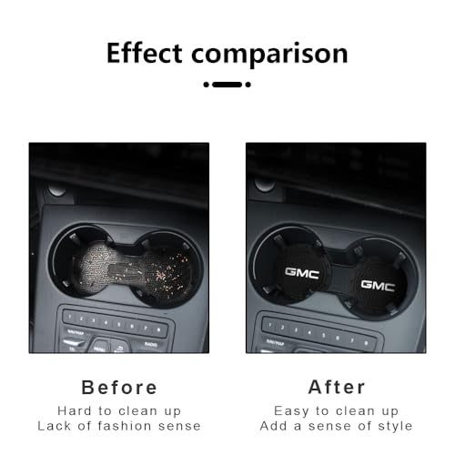 Car Cup Holder Coaster for GMC Sierra Denali Canyon Terrain Yukon Jimmy Acadia Recessed Silicone Cupholder Coaster Interior Accessories 2.75in 2Pack - color: Black-01