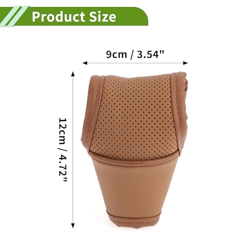Universal Gear Shift Knob Cover Stick Shifting Handle Protector Automotive Manual Leather 1 Pc Anti-Slip Brown