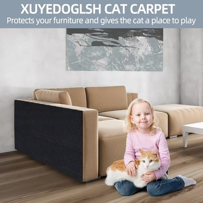 Cat Scratch Mat 120"x15.8", Cat Scratch Pad, Cat Couch Protector (Black) - color: Black