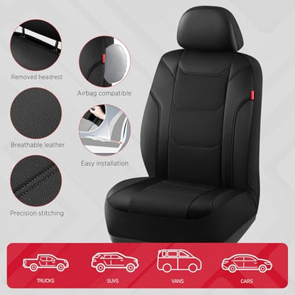 Rubbermaid Leather Car Seat Cover – Universal Front Seat Cover, Airbag Compatible, Easy to Install, Water-Resistant and Durable Automotive Seat Cover for Cars, Trucks, SUVs, Vans – Black - color: Black