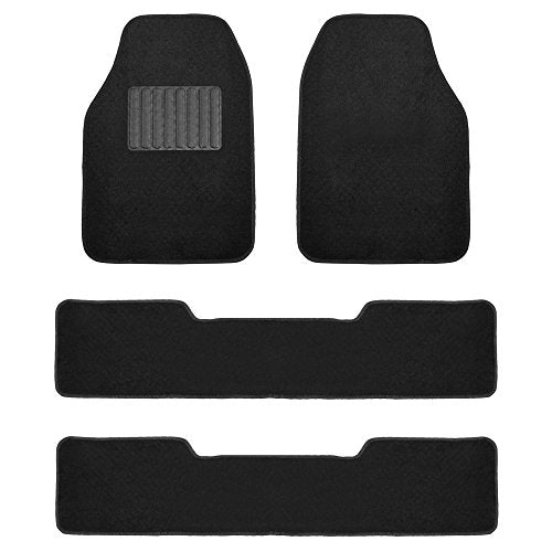 FFH Group Automotive Floor Mats - Carpet Floor Mats for Cars, SUVs & Trucks, 3 Rows Full Set, Universal Fit, Black - color: Black 3 Row Carpet Floor Mats, size: 3 Row Floor Mats